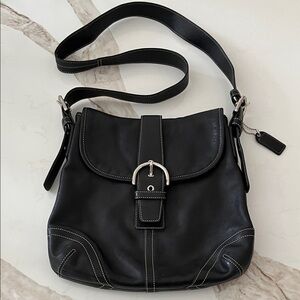 Coach Vintage Soho Buckle Flap black Leather Shoulder Bag Creed NoF04D-9480